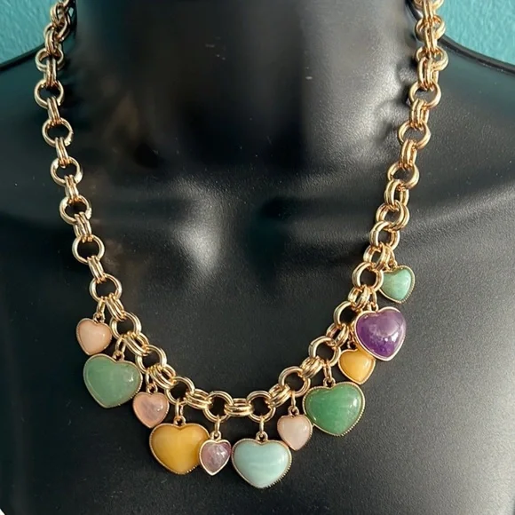 NWT ⚜️💖⚜️ Camila Coelho Gorgeous Heart Necklace with Semi-Precious Stones - Picture 4 of 10